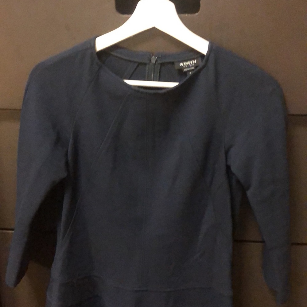 Worth New York business winter dress navy blue